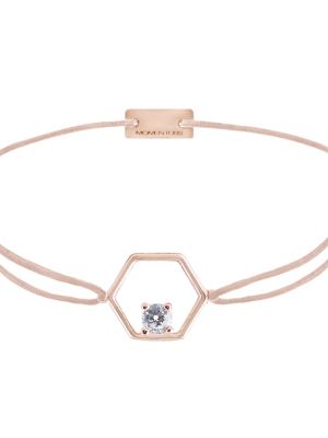 Momentoss Filo Armband - Hexagon - 21205377 925 Silber vergoldet, Textil, Zirkonia beige