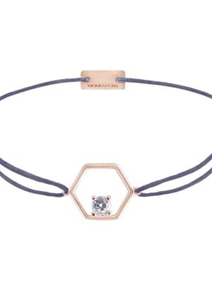 Momentoss Filo Armband - Hexagon - 21205379 925 Silber vergoldet, Textil, Zirkonia lila