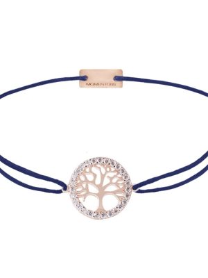 Momentoss Filo Armband - Lebensbaum - 21205338 925 Silber vergoldet, Textil, Zirkonia blau