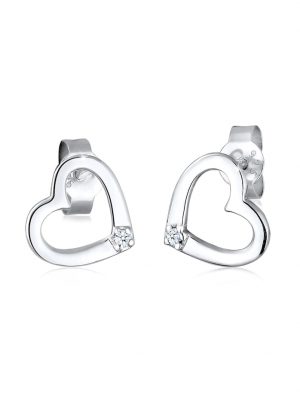 Ohrringe Herz Liebe Diamant (0.03 Ct) 925 Silber DIAMONDS Silber
