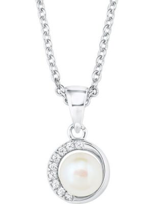 S.Oliver Damen-Halskette mit Perlen-Anhänger, Sterling Silber 925 2022755,
