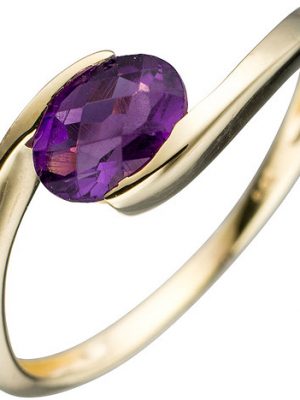 SIGO Damen Ring 333 Gold Gelbgold 1 Amethyst lila violett Goldring