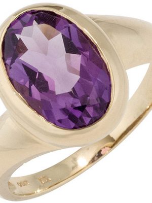 SIGO Damen Ring 585 Gold Gelbgold 1 Amethyst lila violett Goldring