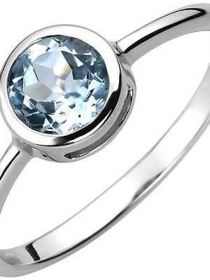 SIGO Damen Ring 925 Sterling Silber 1 Blautopas hellblau blau Silberring