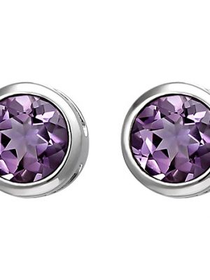 SIGO Ohrstecker 925 Sterling Silber 2 Amethyste lila violett Ohrringe