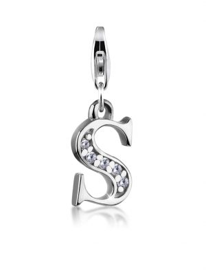 Charm Buchstaben-Anhänger Zirkonia 925 Silber Nenalina Silber
