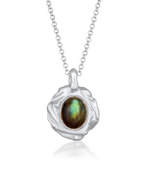 Halskette Labradorit Oval Organic Design 925 Silber Elli Premium Silber