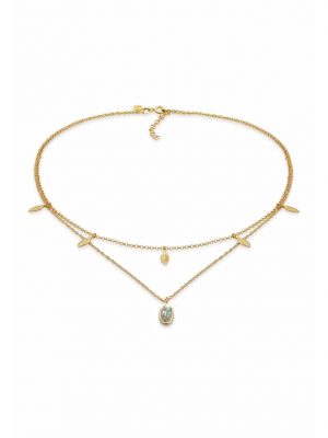 Halskette Layer Feder Labradorit Boho 925 Silber Vergoldet Elli Premium Gold
