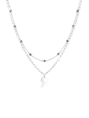Halskette Layer Gliederkette Labradorit Stein 925Er Silber Elli Premium Silber