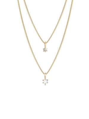 Halskette Layer Mondstein Labradorit Klassik 925 Silber Elli Premium Gold