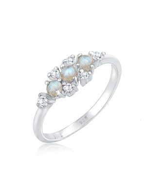 Ring Bandring Labradorit Edelstein Zirkonia 925 Silber Elli Silber