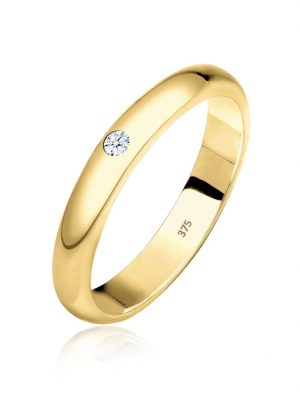 Ring Ehering Solitär Diamant 0.03 Ct. 375 Gelbgold Elli DIAMONDS Weiß