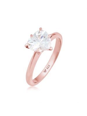Ring Herz Zirkonia Verlobungsring Solitär 925 Silber Elli Rosegold