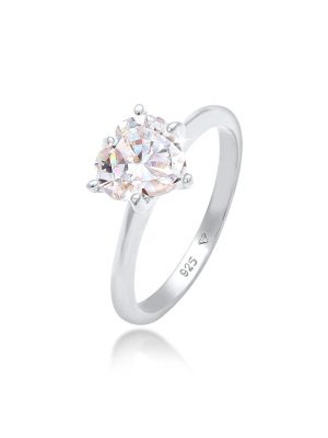 Ring Herz Zirkonia Verlobungsring Solitär 925 Silber Elli Silber
