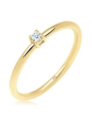 Ring Verlobungsring Diamant 0.03 Ct. 375 Gelbgold Elli DIAMONDS Weiß