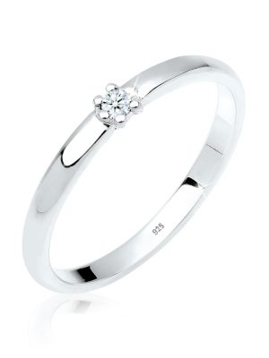 Ring Verlobungsring Diamant 0.03 Ct. 925Er Silber Elli DIAMONDS Weiß