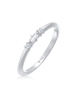 Ring Verlobungsring Diamant (0.03 Ct.) Rechteck 925 Silber Elli DIAMONDS Silber
