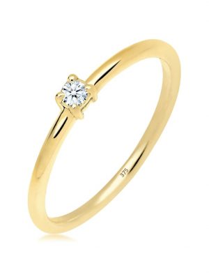 Ring Verlobungsring Diamant 0.06 Ct. 375 Gelbgold Elli DIAMONDS Weiß