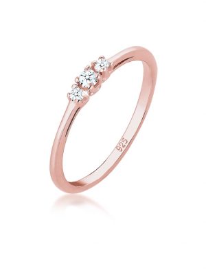 Ring Verlobungsring Diamant (0.06 Ct.) Zart 925 Silber Elli DIAMONDS Rosegold