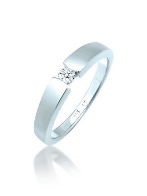 Ring Verlobungsring Diamant (0.11 Ct.) 585 Weißgold Elli DIAMONDS Silber