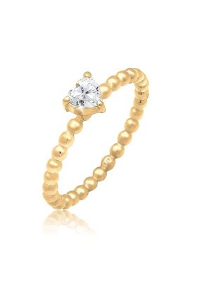 Ring Verlobungsring Herz Zirkonia Kristall 925 Silber Elli Gold