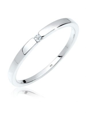 Ring Verlobungsring Klassiker Diamant (0.015 Ct.)Silber Elli DIAMONDS Weiß