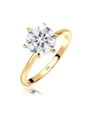 Ring Verlobungsring Kristalle 925 Silber Elli Gold