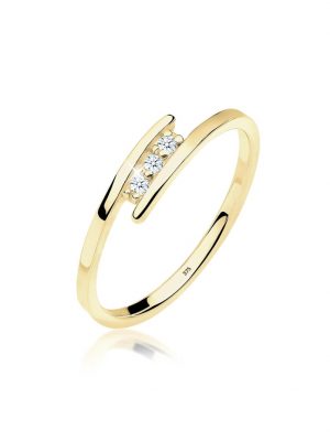 Ring Verlobungsring Trio Diamant 0.045 Ct. 375 Gelbgold Elli DIAMONDS Weiß
