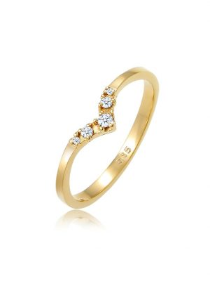Ring Verlobungsring V-Form Diamant 0.07 Ct 585 Gelbgold Elli DIAMONDS Gold