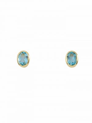 1 Paar 585 Gold Ohrringe / Ohrstecker mit Aquamarin 1001 Diamonds Blau