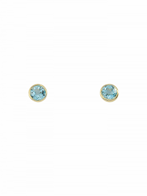 1 Paar 585 Gold Ohrringe / Ohrstecker mit Aquamarin Ø 7,2 mm 1001 Diamonds Blau