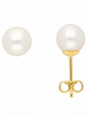1 Paar 585 Gold Ohrringe / Ohrstecker mit Süßwasser Zuchtperle 1001 Diamonds Gold