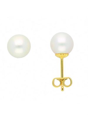 1 Paar 585 Gold Ohrringe / Ohrstecker mit Süßwasser Zuchtperle 1001 Diamonds Gold