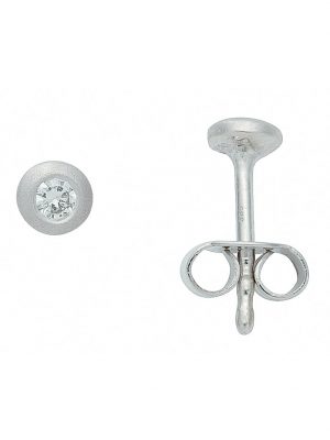 1 Paar 585 Weißgold Ohrringe / Ohrstecker mit Brillant Ø 4,2 mm 1001 Diamonds Silber