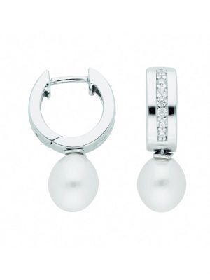 1 Paar 925 Silber Ohrringe / Creolen mit Zirkonia Ø 13,8 mm 1001 Diamonds Silber