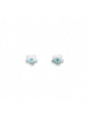1 Paar 925 Silber Ohrringe / Ohrstecker Blüte mit synthetischer Spinell 1001 Diamonds Bunt/multi