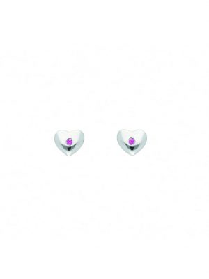 1 Paar 925 Silber Ohrringe / Ohrstecker Herz mit Zirkonia 1001 Diamonds Rot
