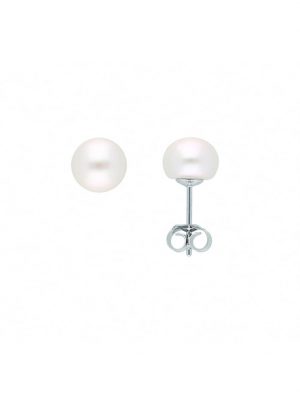 1 Paar 925 Silber Ohrringe / Ohrstecker mit Süßwasser Zuchtperle 1001 Diamonds Silber