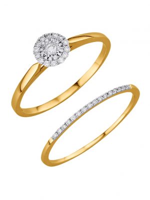 2tlg. Damenring-Set mit Brillanten Diemer Diamant Weiß