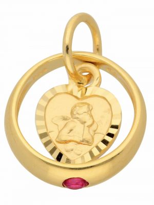 333 Gold Anhänger Taufring mit Rubin Ø 10,6 mm 1001 Diamonds Rot
