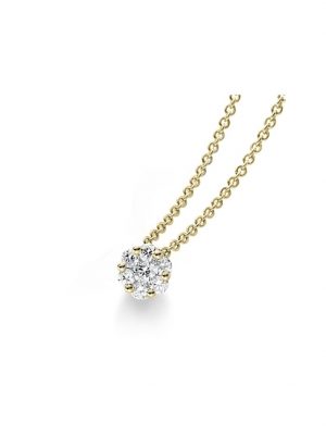 750 Gelbgold Gold Halskette Collier mit 7 Brillant Diamanten - 0,26 ct 1001 Diamonds Gold