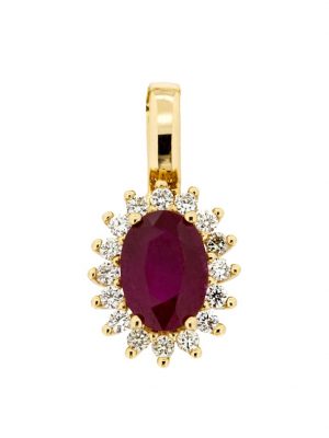 Anhänger 585/- Gold Rubin rot Rubin 1,7cm Glänzend 0,16ct. Orolino Gelb