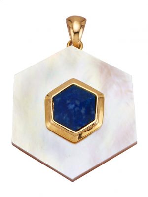 Anhänger mit Perlmut und Lapislazuli Diemer Farbstein Blau
