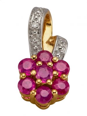 Anhänger mit Rubinen und einem Diamant Diemer Farbstein Rot