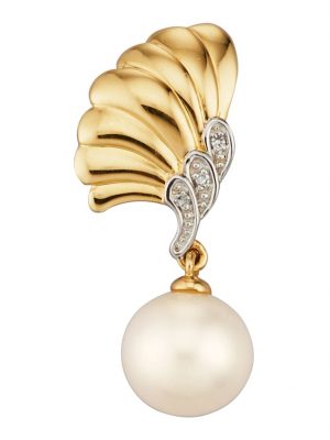 Anhänger mit Süßwasser-Zuchtperle und Diamanten Diemer Perle Weiß