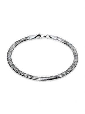 Armband Flach Elegant Schlangenkette Fischgräte 925 Silber Kuzzoi Schwarz