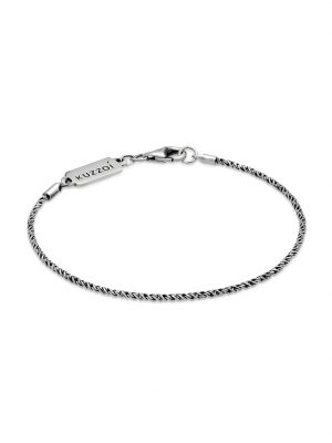 Armband Herren Basic Kordelkette Gedreht 925 Silber Kuzzoi Schwarz