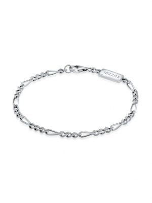 Armband Männer Figaro Massiv Basic 925Er Silber Kuzzoi Schwarz