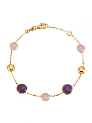 Armband mit Amethyst-Cabochons und Pinkopal-Cabochons Diemer Farbstein Lila