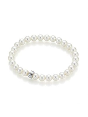Armband mit Muschelkern Perlen Ø 6 mm weiß, Silber 925 Giorgio Martello Weiss